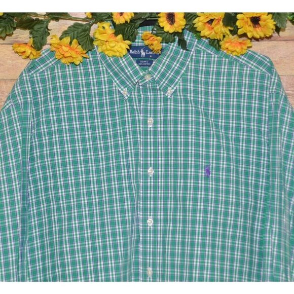 Ralph Lauren Blake Men's Green Plaid Button Up Shirt XL Embroidered Logo Casual - Picture 2 of 8